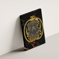 Viking Warrior Guardian Quote Canvas Wall Art Runic Circle Odin Ravens Mythology Dark Gold
