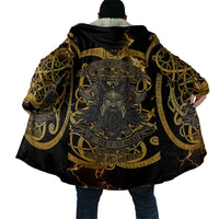 Viking Warrior Guardian Quote Cloak Runic Circle Odin Ravens Mythology Dark Gold