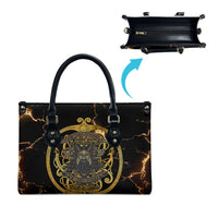 Viking Warrior Guardian Quote Leather Bag Runic Circle Odin Ravens Mythology Dark Gold