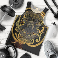 Viking Warrior Guardian Quote Men Tank Top Runic Circle Odin Ravens Mythology Dark Gold