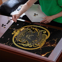Viking Warrior Guardian Quote Puzzle Runic Circle Odin Ravens Mythology Dark Gold