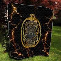 Viking Warrior Guardian Quote Quilt Runic Circle Odin Ravens Mythology Dark Gold