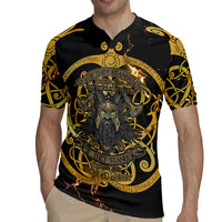 Viking Warrior Guardian Quote Rugby Jersey Runic Circle Odin Ravens Mythology Dark Gold