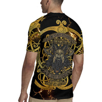 Viking Warrior Guardian Quote Rugby Jersey Runic Circle Odin Ravens Mythology Dark Gold