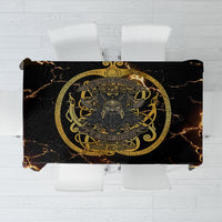 Viking Warrior Guardian Quote Tablecloth Runic Circle Odin Ravens Mythology Dark Gold