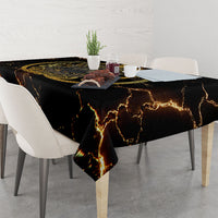 Viking Warrior Guardian Quote Tablecloth Runic Circle Odin Ravens Mythology Dark Gold