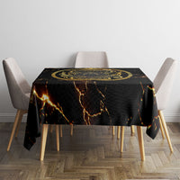 Viking Warrior Guardian Quote Tablecloth Runic Circle Odin Ravens Mythology Dark Gold