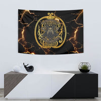 Viking Warrior Guardian Quote Tapestry Runic Circle Odin Ravens Mythology Dark Gold