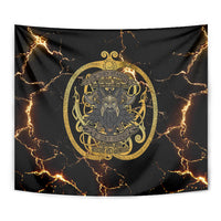 Viking Warrior Guardian Quote Tapestry Runic Circle Odin Ravens Mythology Dark Gold