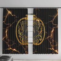 Viking Warrior Guardian Quote Window Curtain Runic Circle Odin Ravens Mythology Dark Gold