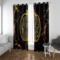 Viking Warrior Guardian Quote Window Curtain Runic Circle Odin Ravens Mythology Dark Gold