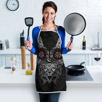 Fenrir Wolf and Vegvisir Viking Apron Nordic Celtic Knotwork Black and Red Tribal Art