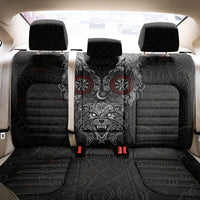 Fenrir Wolf and Vegvisir Viking Back Car Seat Cover Nordic Celtic Knotwork Black and Red Tribal Art
