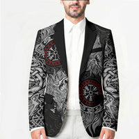 Fenrir Wolf and Vegvisir Viking Blazer Nordic Celtic Knotwork Black and Red Tribal Art