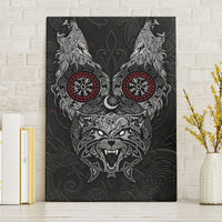 Fenrir Wolf and Vegvisir Viking Canvas Wall Art Nordic Celtic Knotwork Black and Red Tribal Art