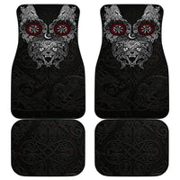 Fenrir Wolf and Vegvisir Viking Car Mats Nordic Celtic Knotwork Black and Red Tribal Art