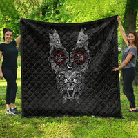 Fenrir Wolf and Vegvisir Viking Quilt Nordic Celtic Knotwork Black and Red Tribal Art
