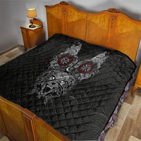 Fenrir Wolf and Vegvisir Viking Quilt Nordic Celtic Knotwork Black and Red Tribal Art