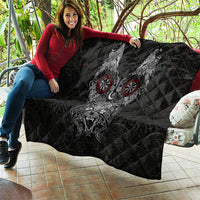 Fenrir Wolf and Vegvisir Viking Quilt Nordic Celtic Knotwork Black and Red Tribal Art