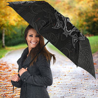 Fenrir Wolf and Vegvisir Viking Umbrella Nordic Celtic Knotwork Black and Red Tribal Art