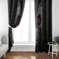 Fenrir Wolf and Vegvisir Viking Window Curtain Nordic Celtic Knotwork Black and Red Tribal Art