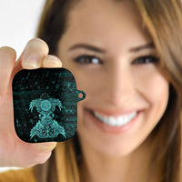 Valknut Ravens and Vegvisir Helm of Awe AirPods Case Viking Nordic Celtic Knotwork Turquoise Runic Art