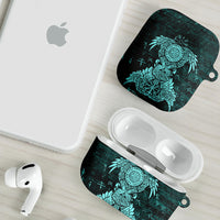 Valknut Ravens and Vegvisir Helm of Awe AirPods Case Viking Nordic Celtic Knotwork Turquoise Runic Art