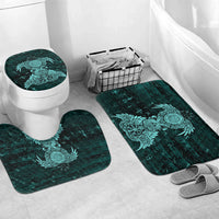 Valknut Ravens and Vegvisir Helm of Awe Bathroom Set Viking Nordic Celtic Knotwork Turquoise Runic Art