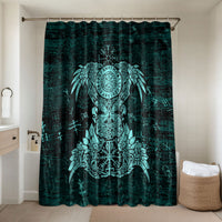 Valknut Ravens and Vegvisir Helm of Awe Bathroom Set Viking Nordic Celtic Knotwork Turquoise Runic Art