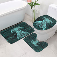 Valknut Ravens and Vegvisir Helm of Awe Bathroom Set Viking Nordic Celtic Knotwork Turquoise Runic Art