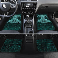 Valknut Ravens and Vegvisir Helm of Awe Car Mats Viking Nordic Celtic Knotwork Turquoise Runic Art