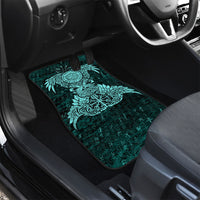 Valknut Ravens and Vegvisir Helm of Awe Car Mats Viking Nordic Celtic Knotwork Turquoise Runic Art