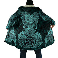 Valknut Ravens and Vegvisir Helm of Awe Cloak Viking Nordic Celtic Knotwork Turquoise Runic Art