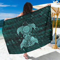 Valknut Ravens and Vegvisir Helm of Awe Sarong Viking Nordic Celtic Knotwork Turquoise Runic Art