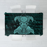 Valknut Ravens and Vegvisir Helm of Awe Tablecloth Viking Nordic Celtic Knotwork Turquoise Runic Art