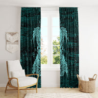 Valknut Ravens and Vegvisir Helm of Awe Window Curtain Viking Nordic Celtic Knotwork Turquoise Runic Art