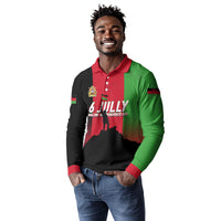 Malawi Independence Day 6 July Long Sleeve Polo Shirt Malawian Flag Grunge Soldier