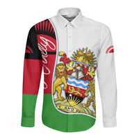 Malawi Independence Day 6 July Long Sleeve Button Shirt Malawian Coat Of Arms Flag Ribbon