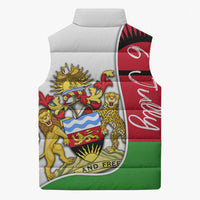 Malawi Independence Day 6 July Sleeveless Puffer Jacket Malawian Coat Of Arms Flag Ribbon
