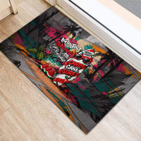 Tropical Christmas In July Candy Cane Surf Rubber Doormat Vibrant Street Art Beach Graffiti Graphic
