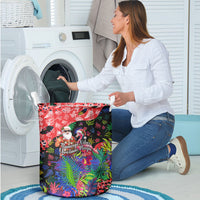 Christmas In July Flamingo Laundry Basket Magic Santa Claus Festive Tropical Hawaiian Beach Birds