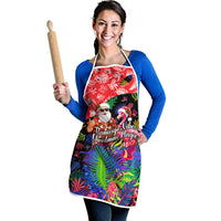 Christmas In July Flamingo Apron Magic Santa Claus Festive Tropical Hawaiian Beach Birds