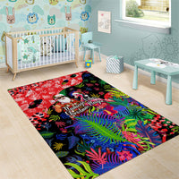 Christmas In July Flamingo Area Rug Magic Santa Claus Festive Tropical Hawaiian Beach Birds