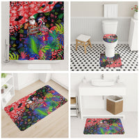 Christmas In July Flamingo Bathroom Set Magic Santa Claus Festive Tropical Hawaiian Beach Birds