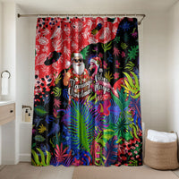 Christmas In July Flamingo Bathroom Set Magic Santa Claus Festive Tropical Hawaiian Beach Birds