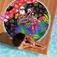 Christmas In July Flamingo Beach Blanket Magic Santa Claus Festive Tropical Hawaiian Beach Birds