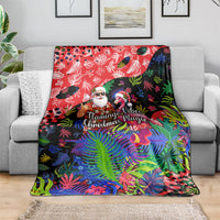Christmas In July Flamingo Blanket Magic Santa Claus Festive Tropical Hawaiian Beach Birds