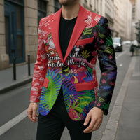 Christmas In July Flamingo Blazer Magic Santa Claus Festive Tropical Hawaiian Beach Birds