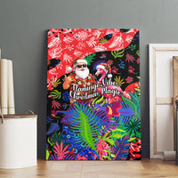 Christmas In July Flamingo Canvas Wall Art Magic Santa Claus Festive Tropical Hawaiian Beach Birds