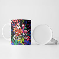 Christmas In July Flamingo Ceramic Mug Magic Santa Claus Festive Tropical Hawaiian Beach Birds